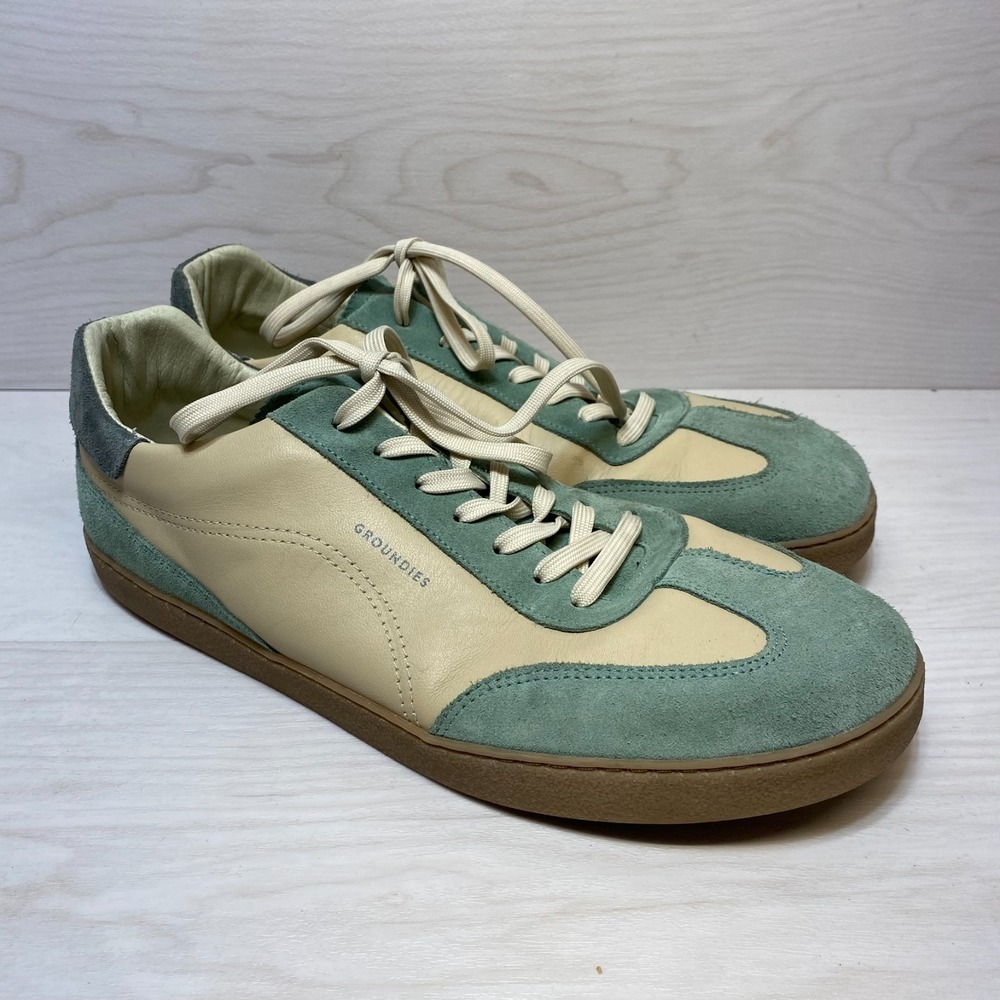 Groundies Men's Mint Green & Cream Suede Leather Sneakers